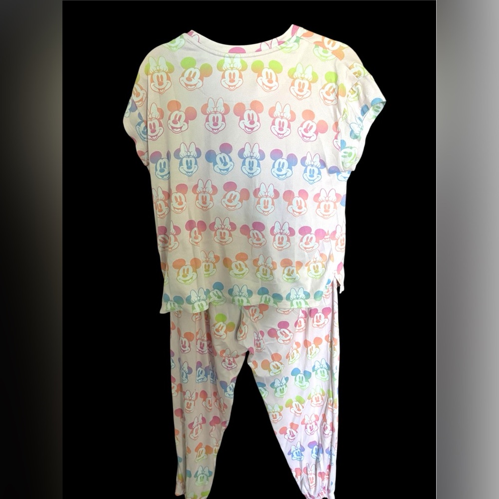 Disney Mickey & Minnie Mouse Pajama Set – Pastel Print | Size Large (12/14)